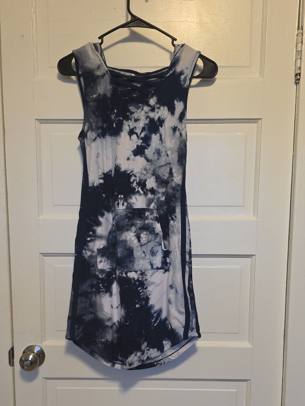 Women's Navy Tie-Dye Sleeveless Bosycon Dress